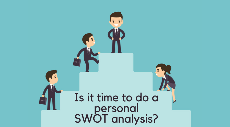 graphic of personal swot analysis, illustration of people climbing on stairs